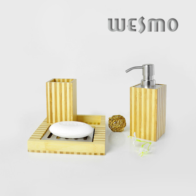 Environmentally Friendly Modern Smooth 3 Piece Bamboo Bathroom Sets